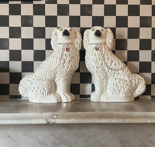 A Pair Of Large Staffordshire Dogs - FLORA BLACK