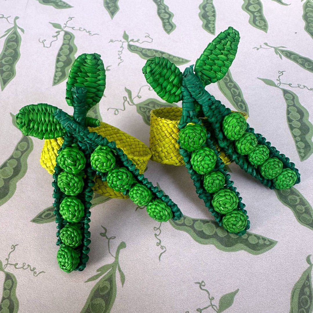 Pea Pod Napkin Rings (Pair) - FLORA BLACK