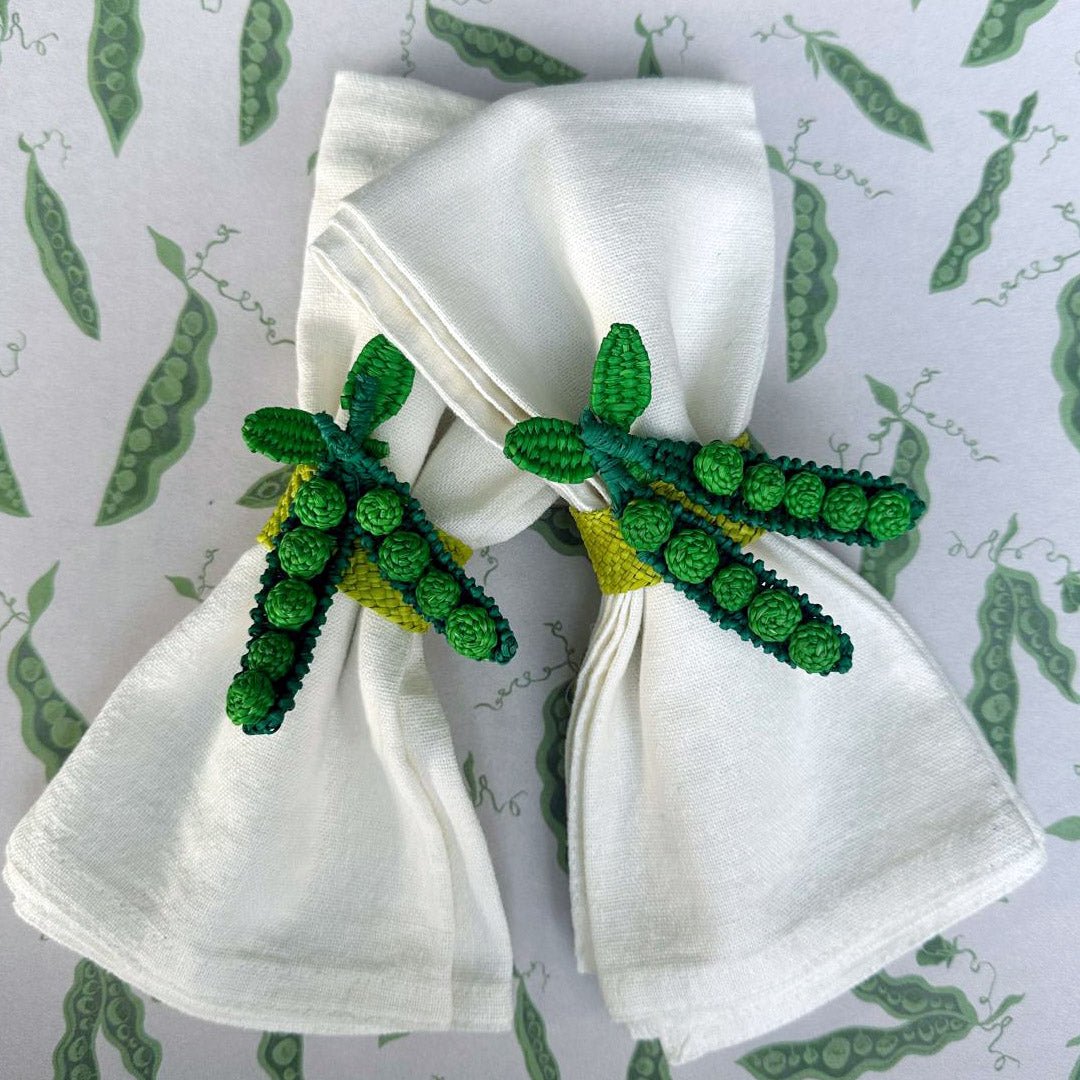 Pea Pod Napkin Rings (Pair) - FLORA BLACK