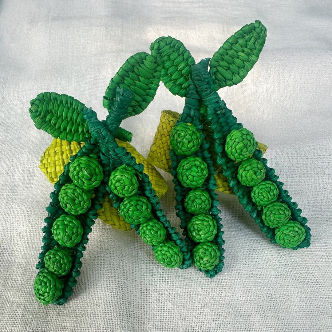 Pea Pod Napkin Rings (Pair) - FLORA BLACK