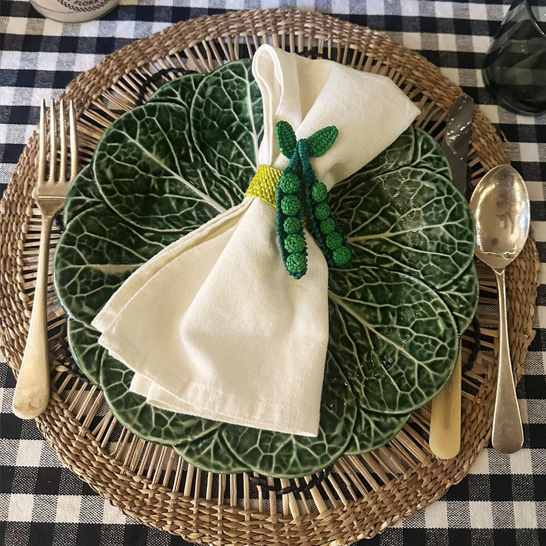 Pea Pod Napkin Rings (Pair) - FLORA BLACK