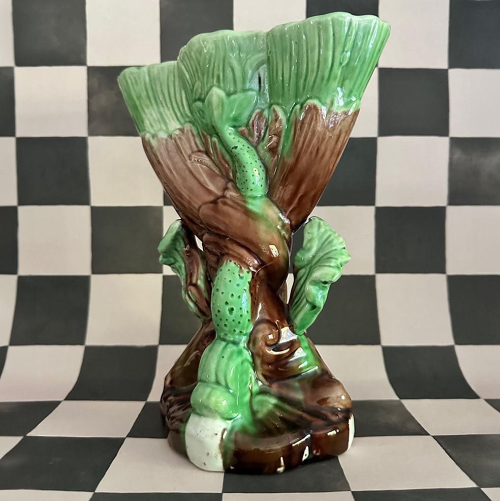 Rare Sea Serpent Majolicca Vase - FLORA BLACK