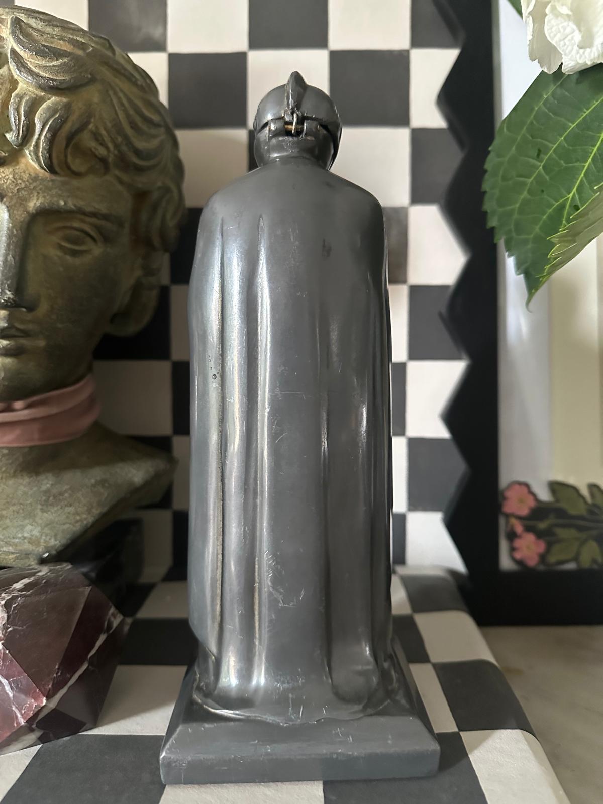 Spelter knight table petrol lighter - FLORA BLACK