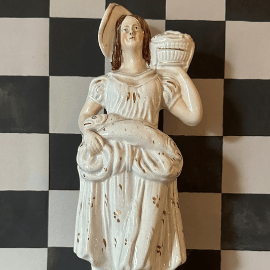 Staffordshire Lady Figure with Basket - FLORA BLACK