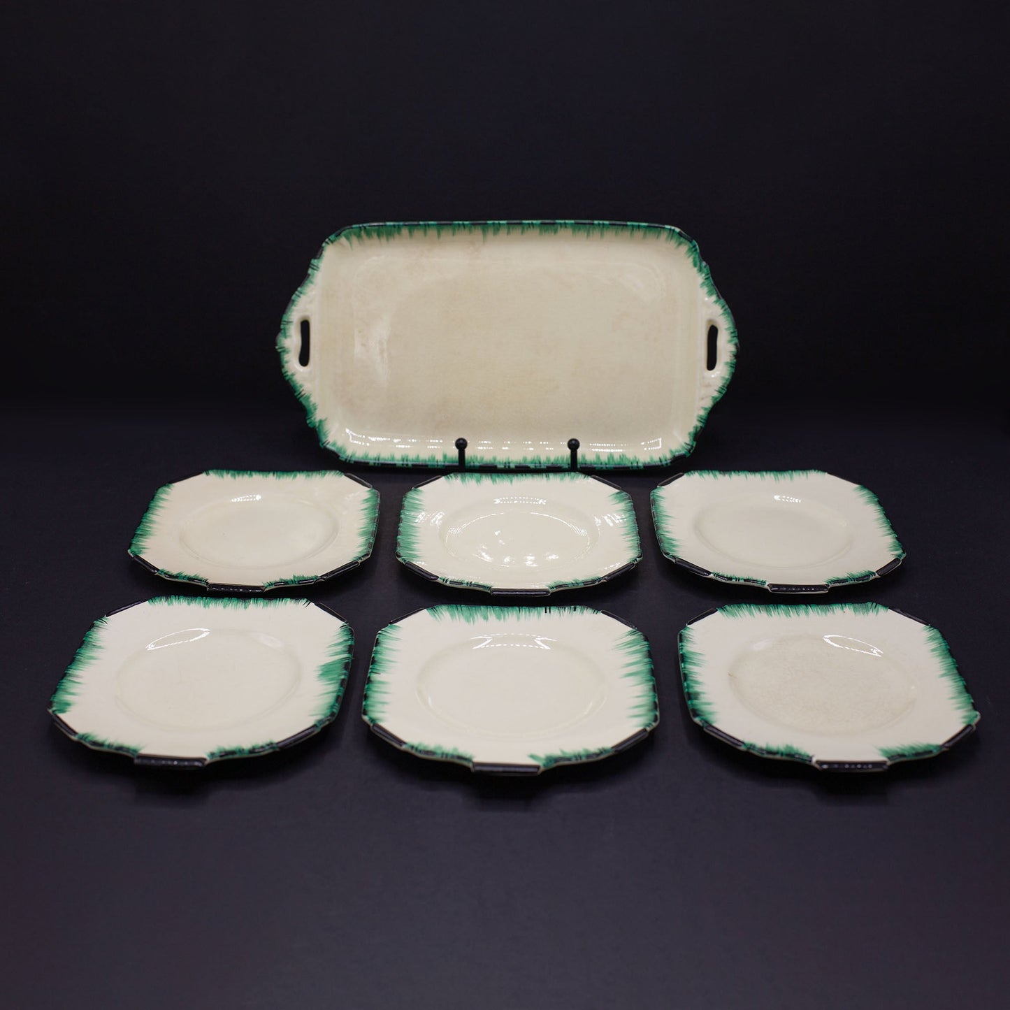 A Seven Piece Set Of Sandwich Plates - FLORA BLACK