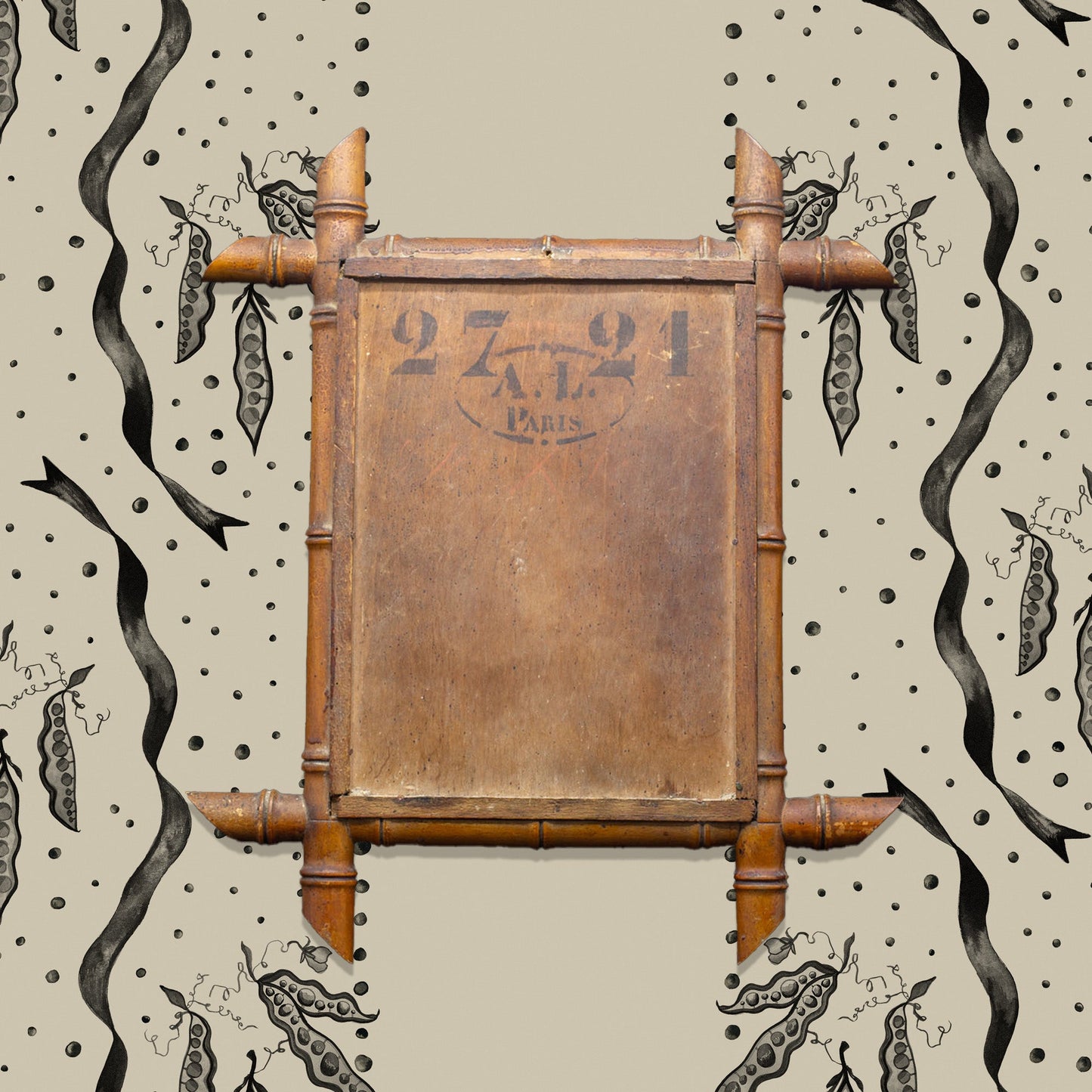 Antique French Faux Bamboo Mirror - FLORA BLACK