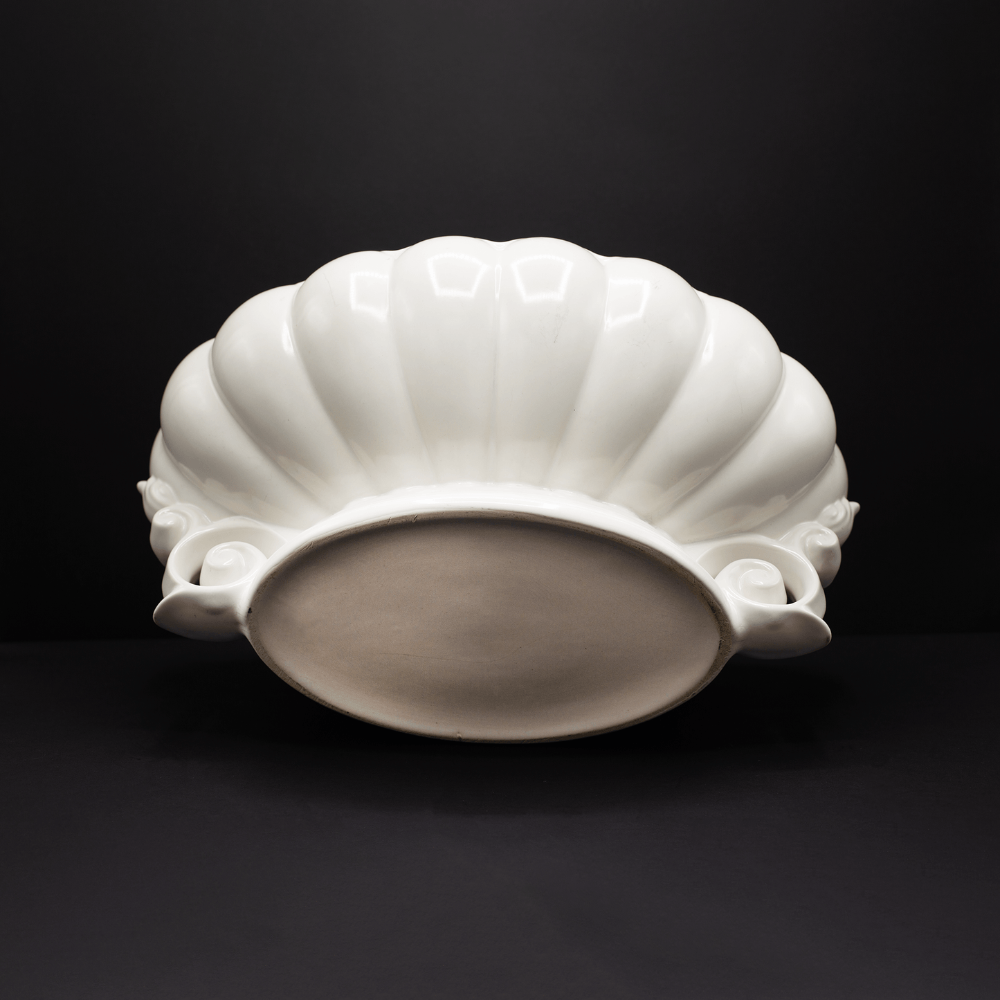 Enormous Scroll Handled Scalloped Bowl - FLORA BLACK