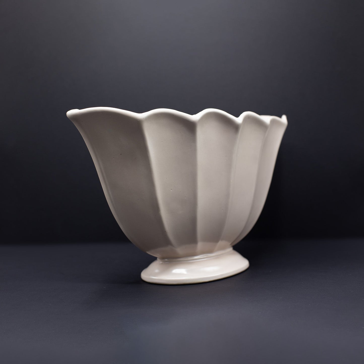 Huge Plaster Pink Scalloped Vase - FLORA BLACK