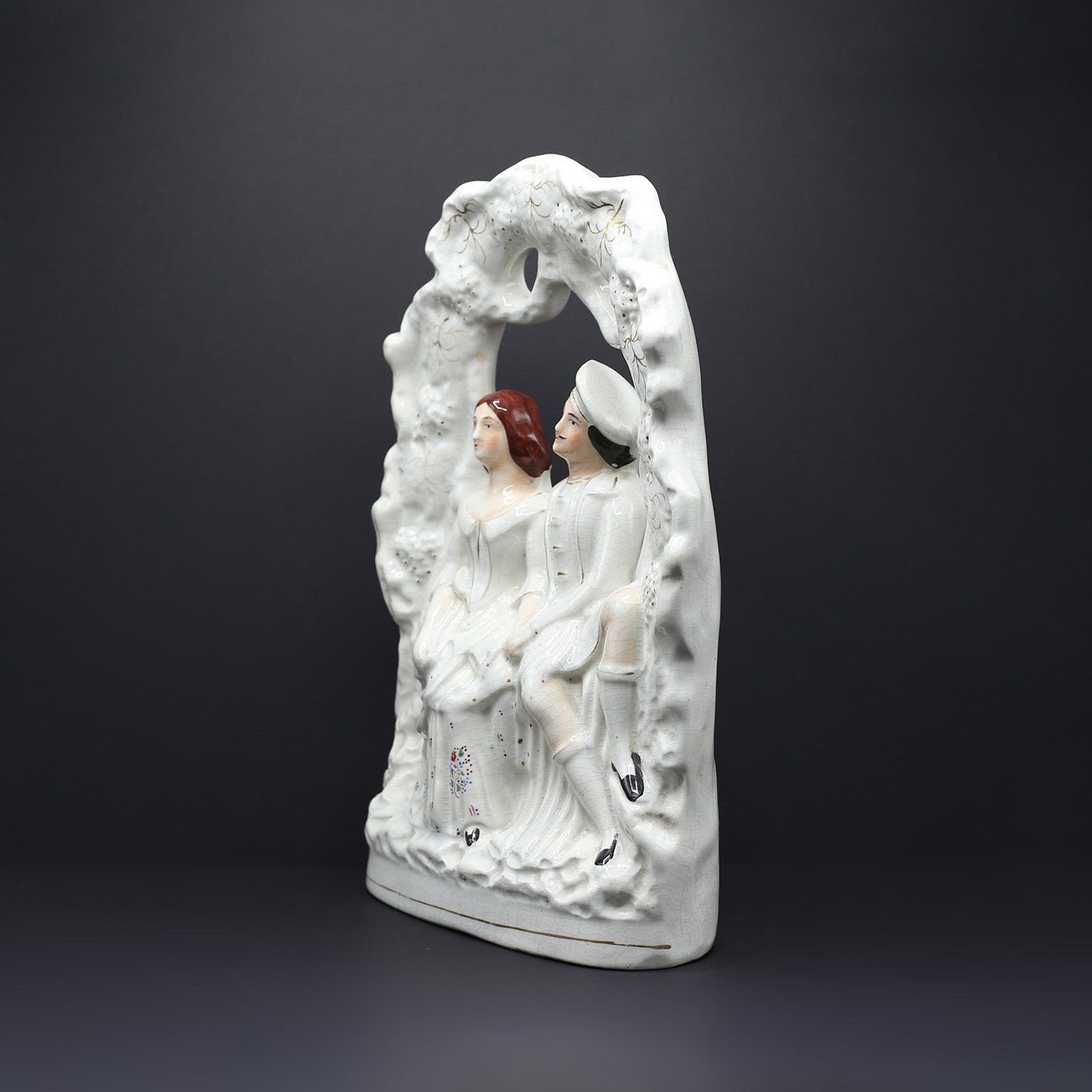 Large Staffordshire Flatback Courting Couple - FLORA BLACK