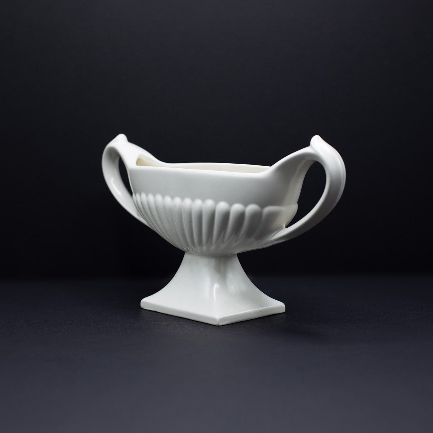 Mantle Vase with Twin Handles and Raised Pedestal - FLORA BLACK