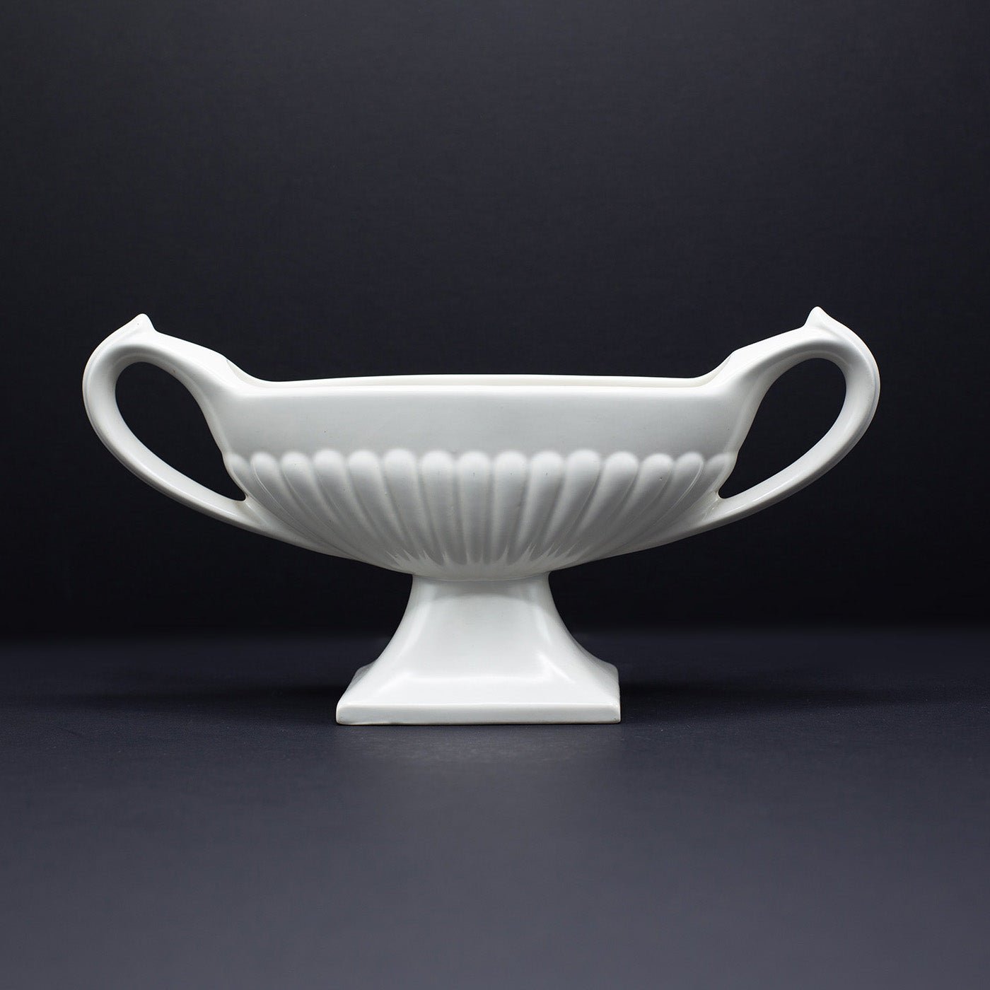 Mantle Vase with Twin Handles and Raised Pedestal - FLORA BLACK