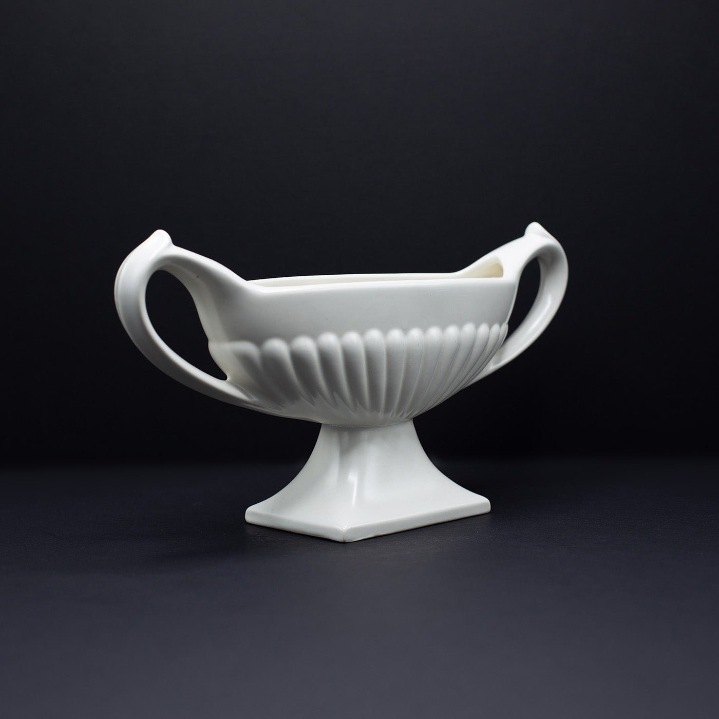 Mantle Vase with Twin Handles and Raised Pedestal - FLORA BLACK