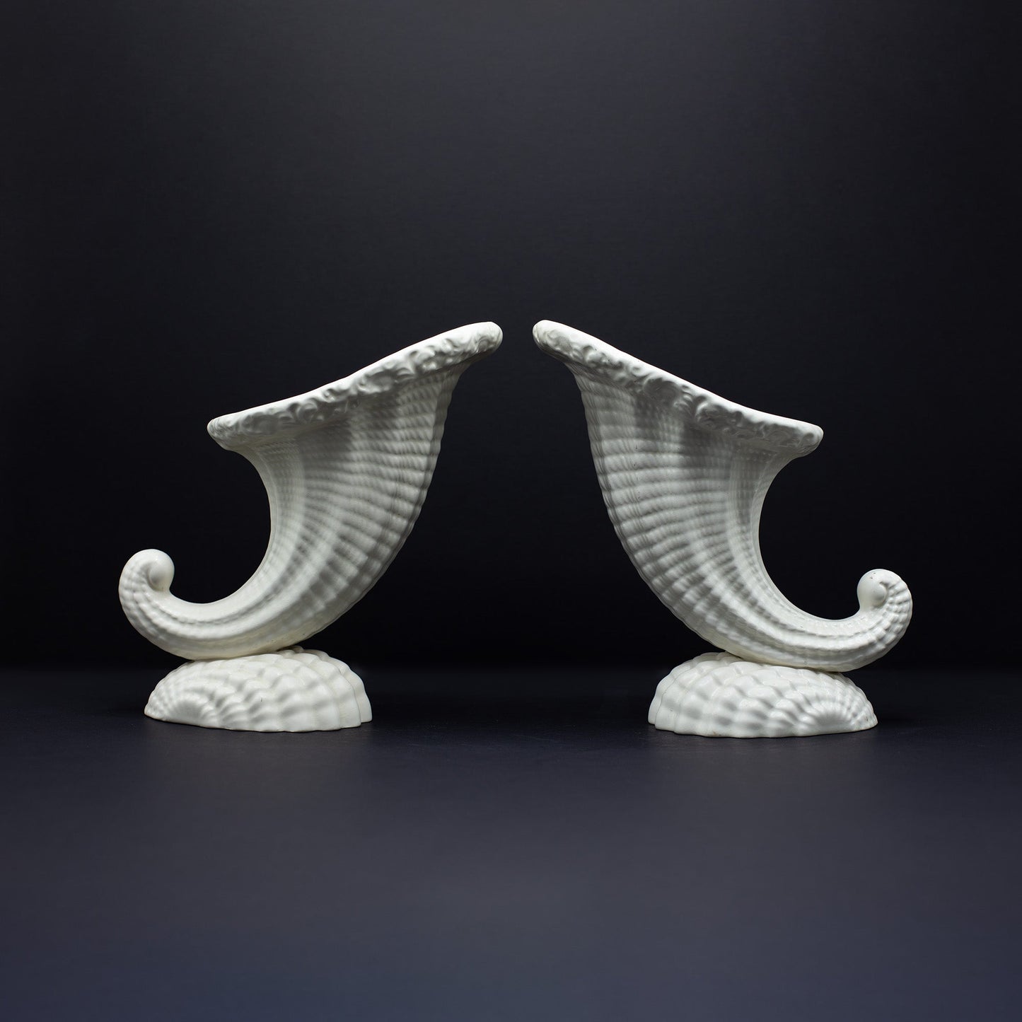 Pair Of Matching Cornucopia Vases - FLORA BLACK