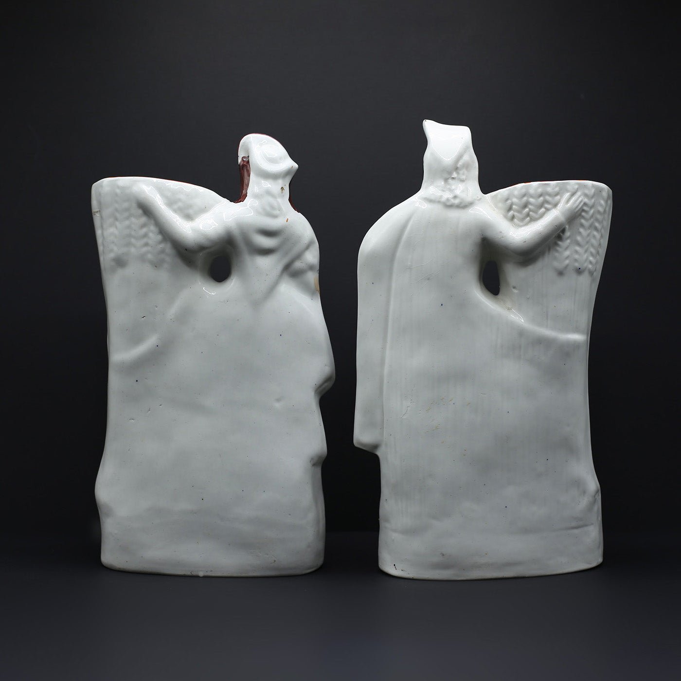 Pair of Staffordshire Vases - Highland Couple With Wheat Sheaves. - FLORA BLACK