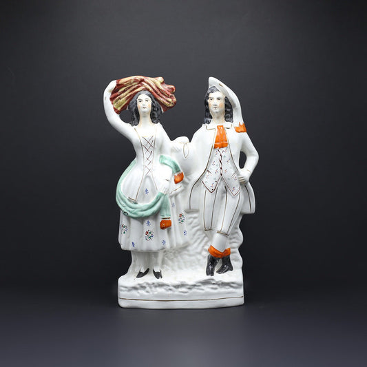 Staffordshire Flatback Courting Couple Returning From Harvest - FLORA BLACK