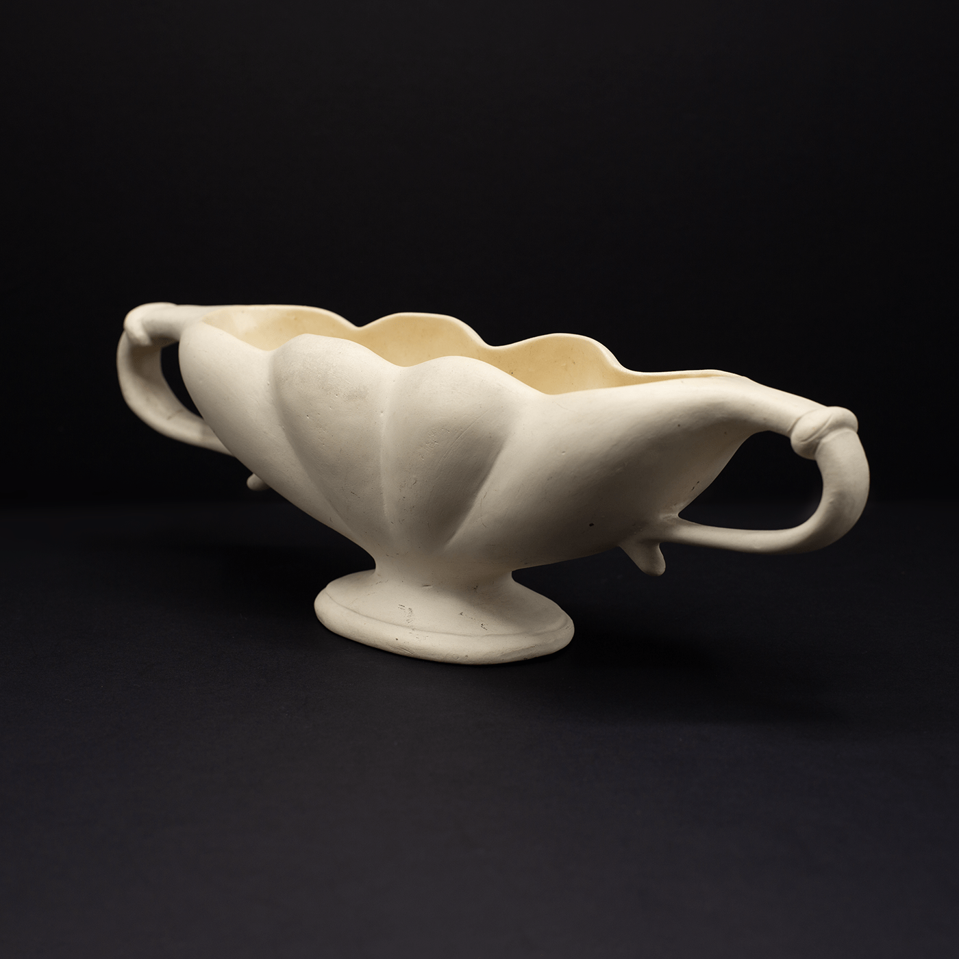 Unglazed Cream Fulham Pottery Mantel Vase - FLORA BLACK