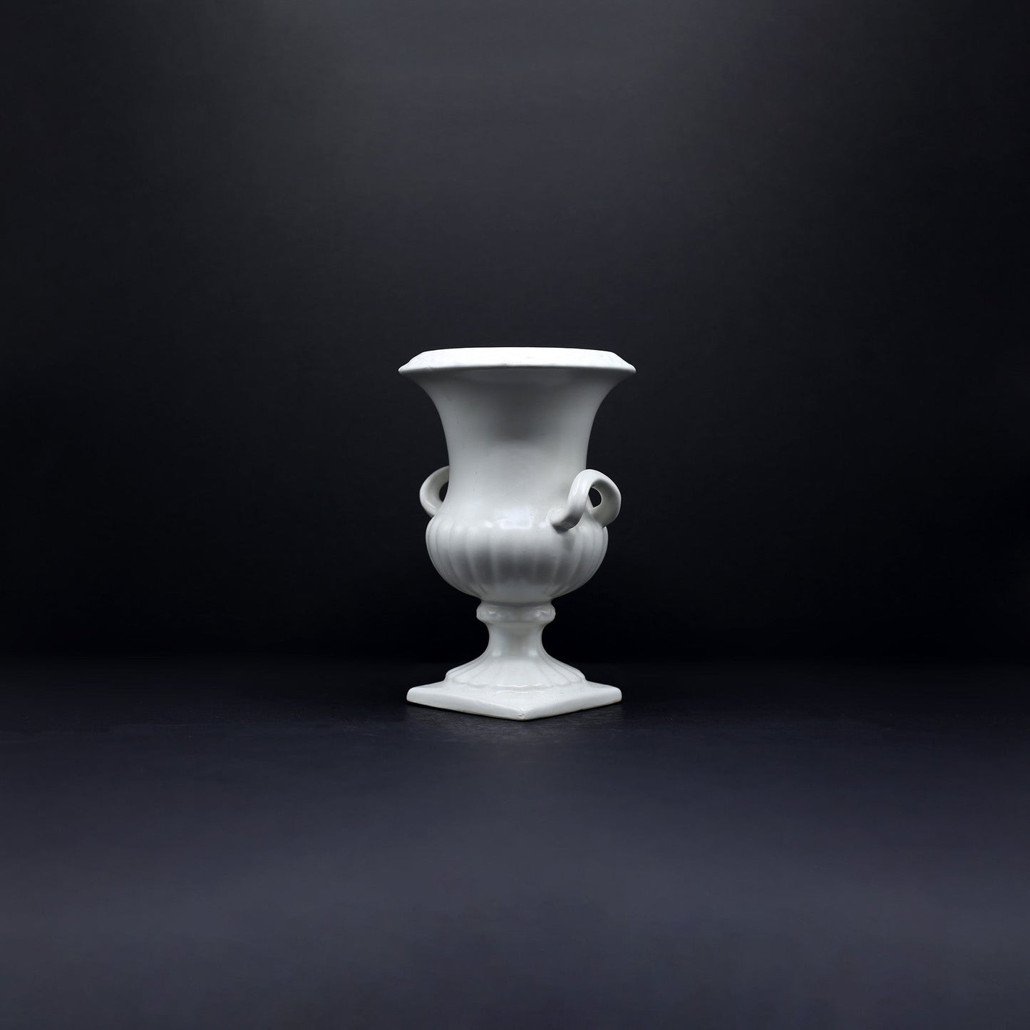 Urn Vase With Square Base - FLORA BLACK