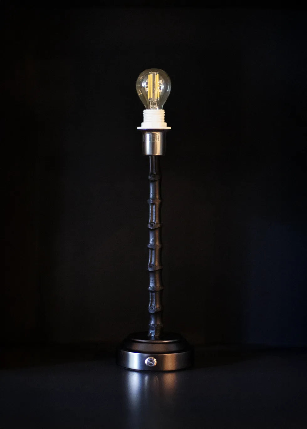 Flora Black Rechargeable Bamboo Table Lamp
