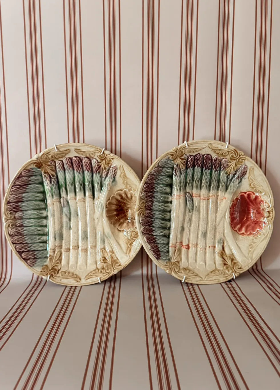 A Pair of Majollica Asparagus Plates