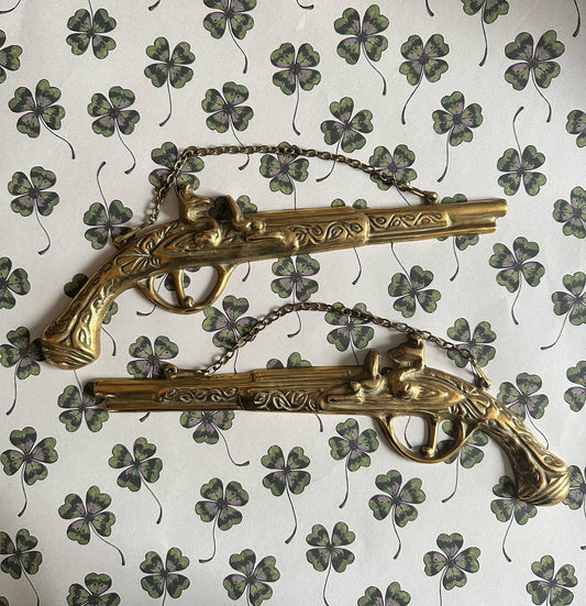 A cool Pair of Brass Pistol (with hanging chain) - FLORA BLACK