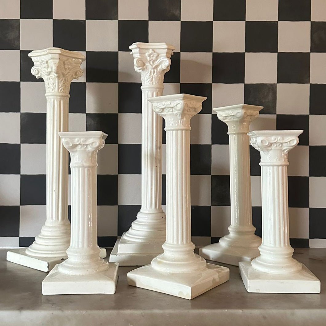 A set of 6 Corinthian Column Candlesitcks - FLORA BLACK