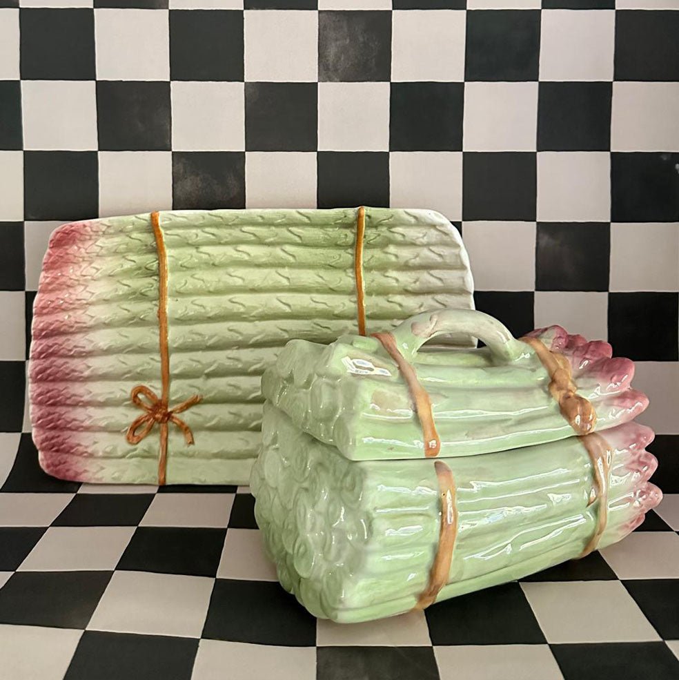 Asparagus Tureen & Serving Plate - FLORA BLACK