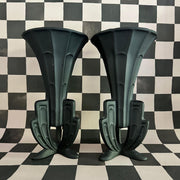 Black Glass Fluted Vases - FLORA BLACK