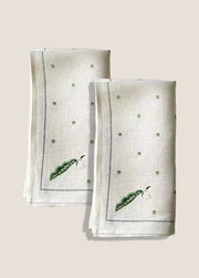 Flora Black Napkin: Pretty Peas in Pea Green (Set of 2) - FLORA BLACK