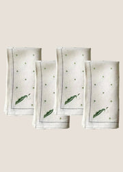 Flora Black Napkin: Pretty Peas in Pea Green (Set of 4) - FLORA BLACK