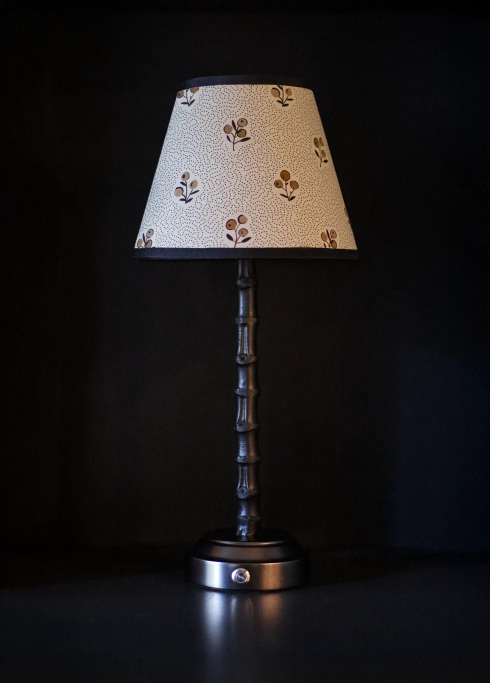 Flora Black Rechargeable Bamboo Table Lamp with Bobby shade - FLORA BLACK