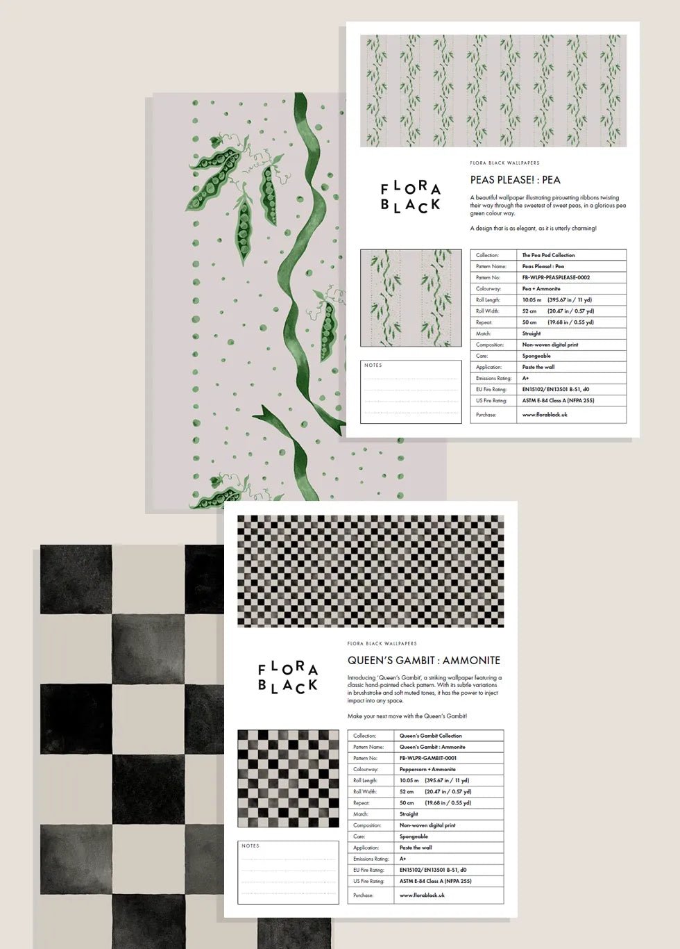 Full Wallpaper Sample Pack - FLORA BLACK