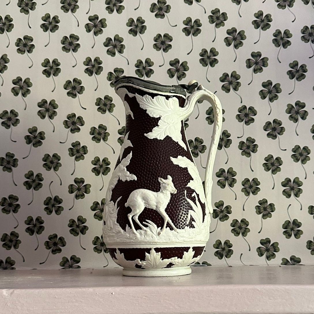 Large beech and hancock foliage and Lily brown and white jug - FLORA BLACK