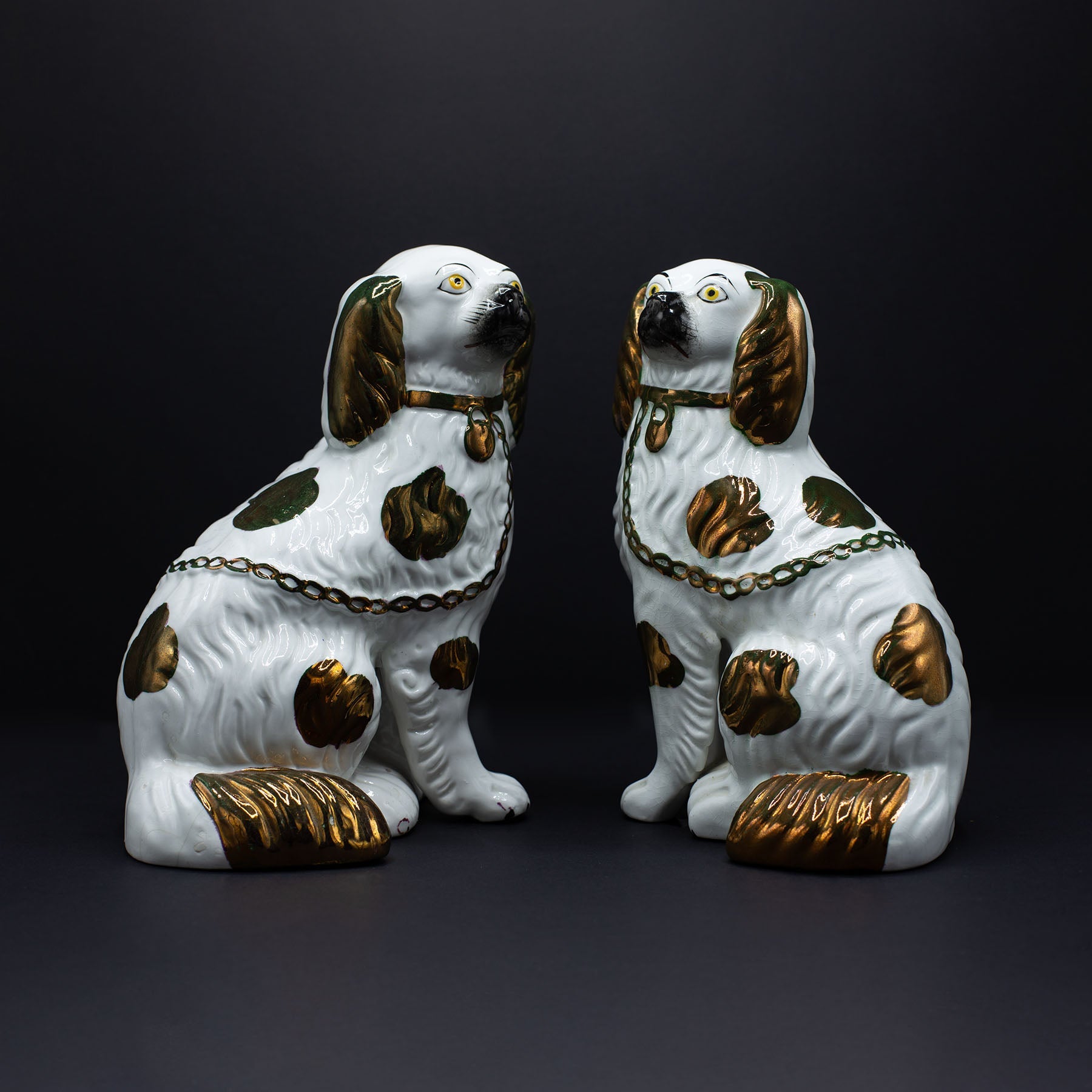 Large Staffordshire Wally Dogs - FLORA BLACK