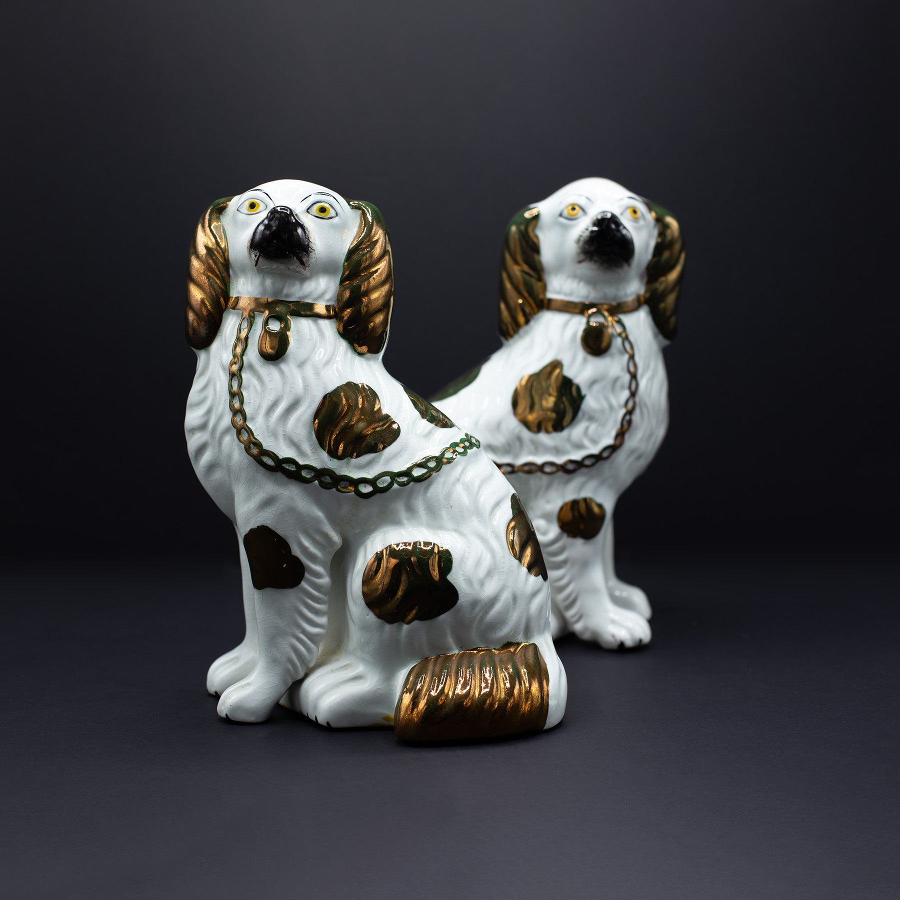 Large Staffordshire Wally Dogs - FLORA BLACK