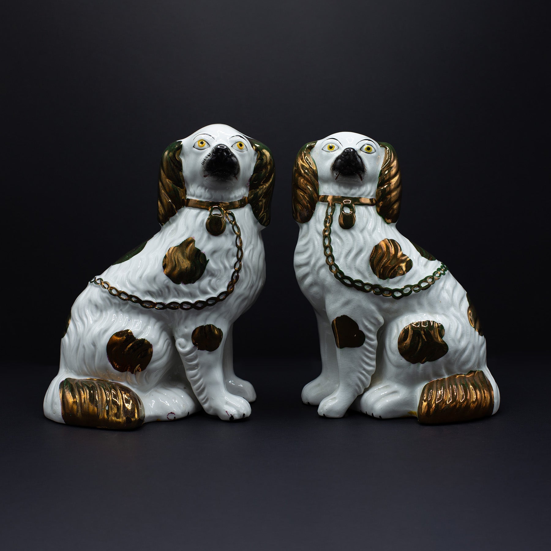 Large Staffordshire Wally Dogs - FLORA BLACK