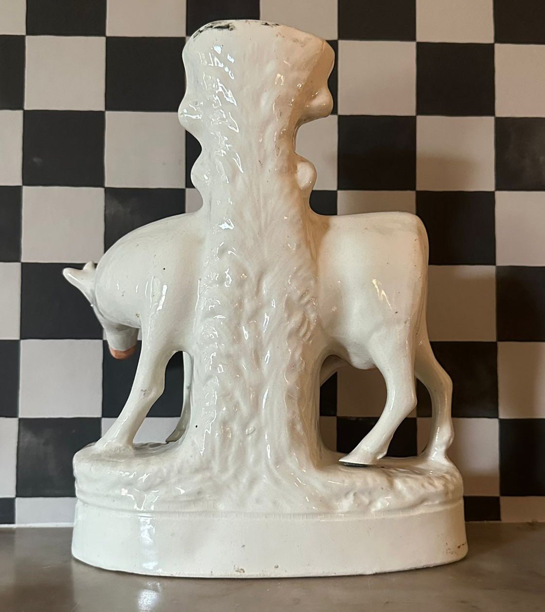 Rare Staffordshire Cow and Calf Spill Vase - FLORA BLACK