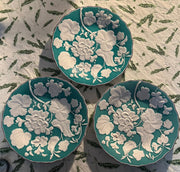 Set of 3 Antique Davenport Teale geranium leaf plates - FLORA BLACK