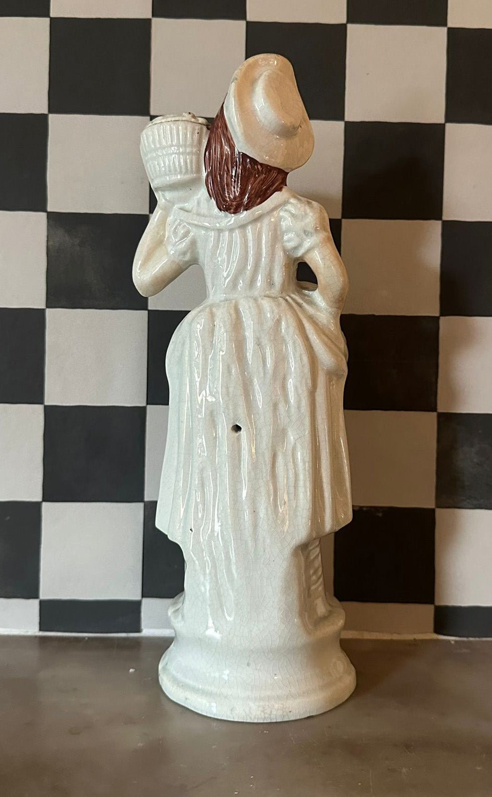 Staffordshire Lady Figure with Basket - FLORA BLACK