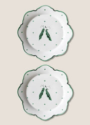 The Flora Black Pea Pod Plates (PAIR) - FLORA BLACK
