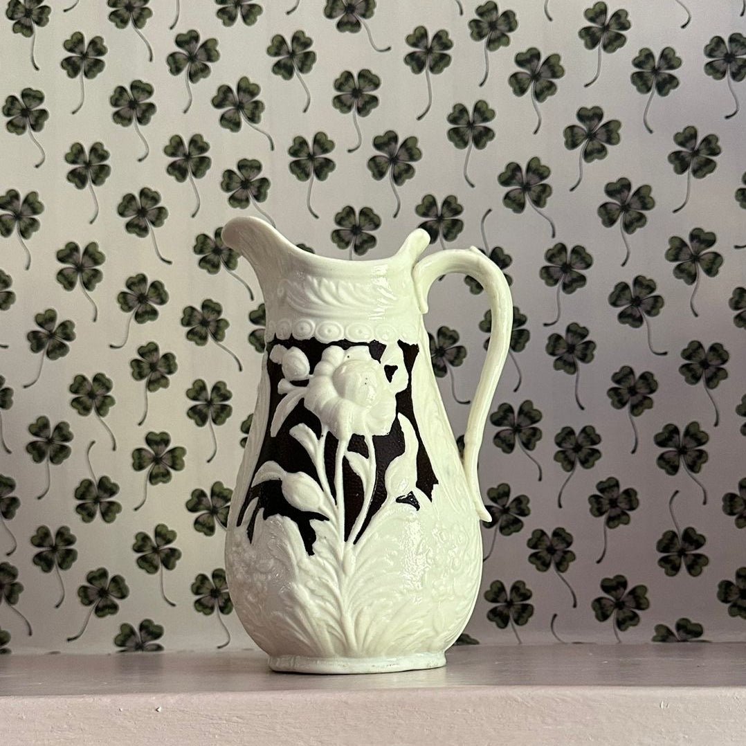 Victorian Daisy Parian ware brown and white jug - FLORA BLACK
