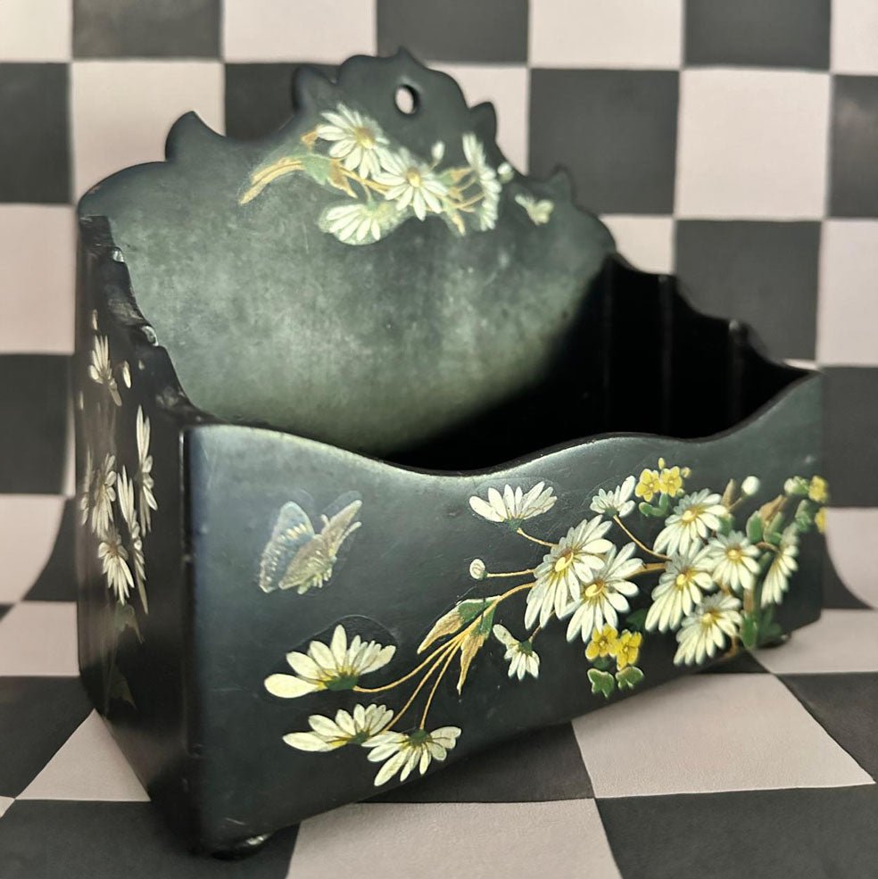 Victorian Wall Mounted Open Box Holder - FLORA BLACK