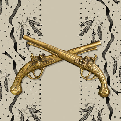 A Glorious Pair Of Brass Pistols - FLORA BLACK