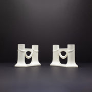 A Pair of Double Column Garland Candle Holders - FLORA BLACK