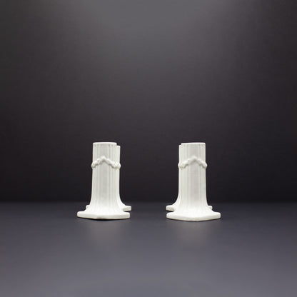 A Pair of Double Column Garland Candle Holders - FLORA BLACK