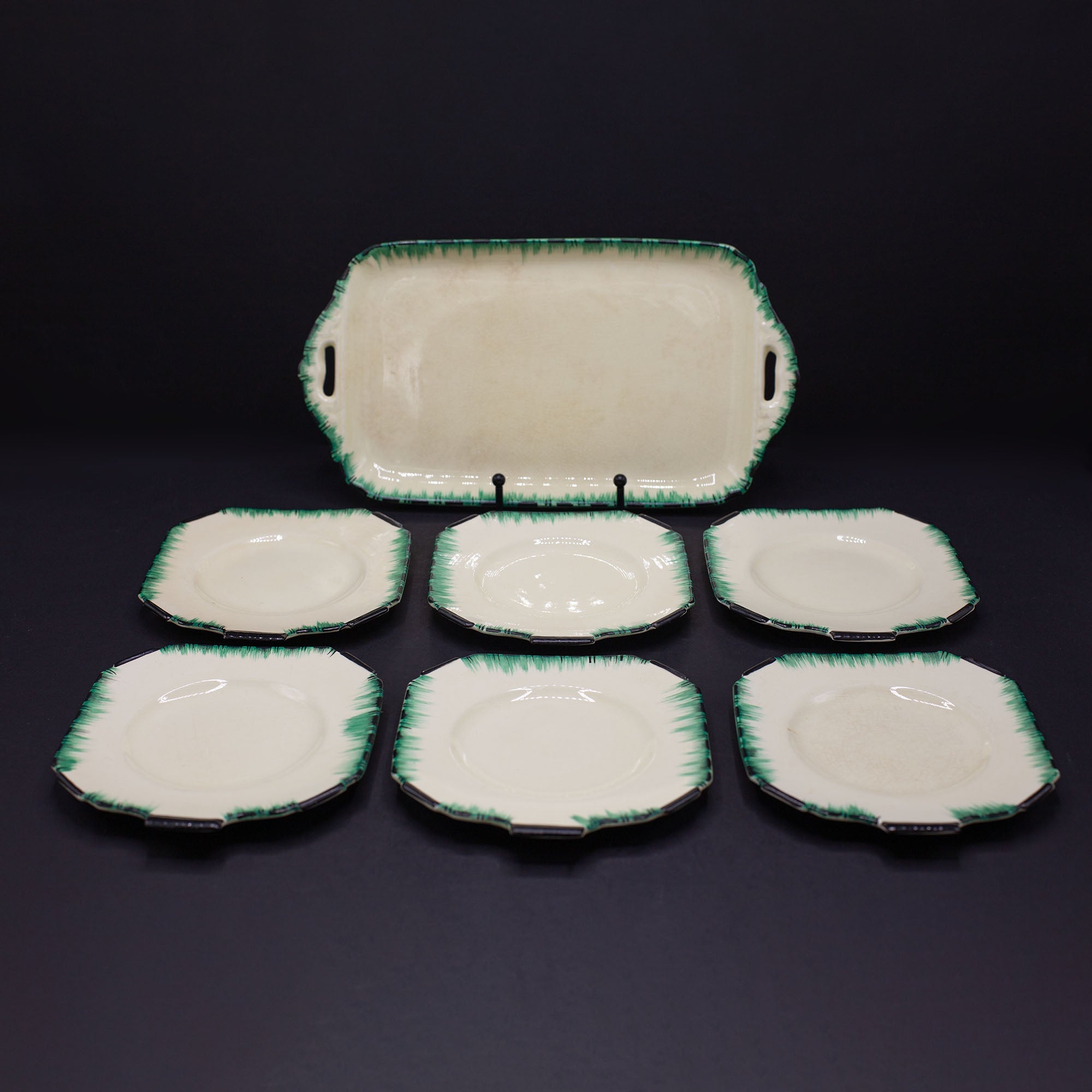 A Seven Piece Set Of Sandwich Plates - FLORA BLACK
