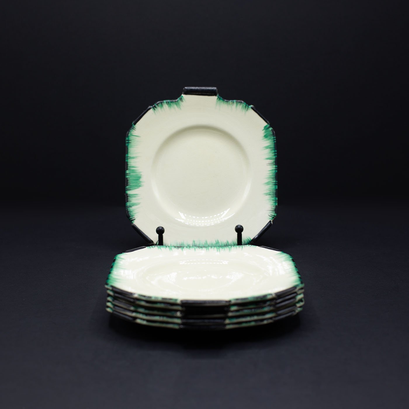 A Seven Piece Set Of Sandwich Plates - FLORA BLACK