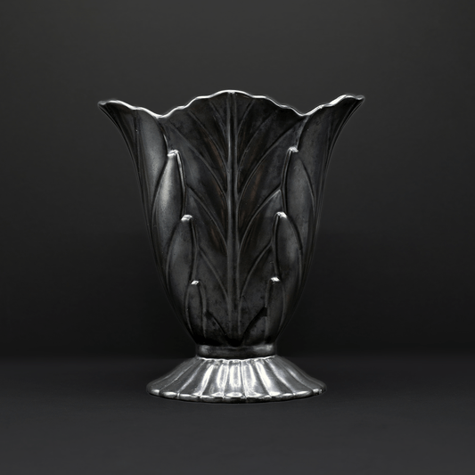 Acanthus Leaf Pewter Vase (Medium) - FLORA BLACK