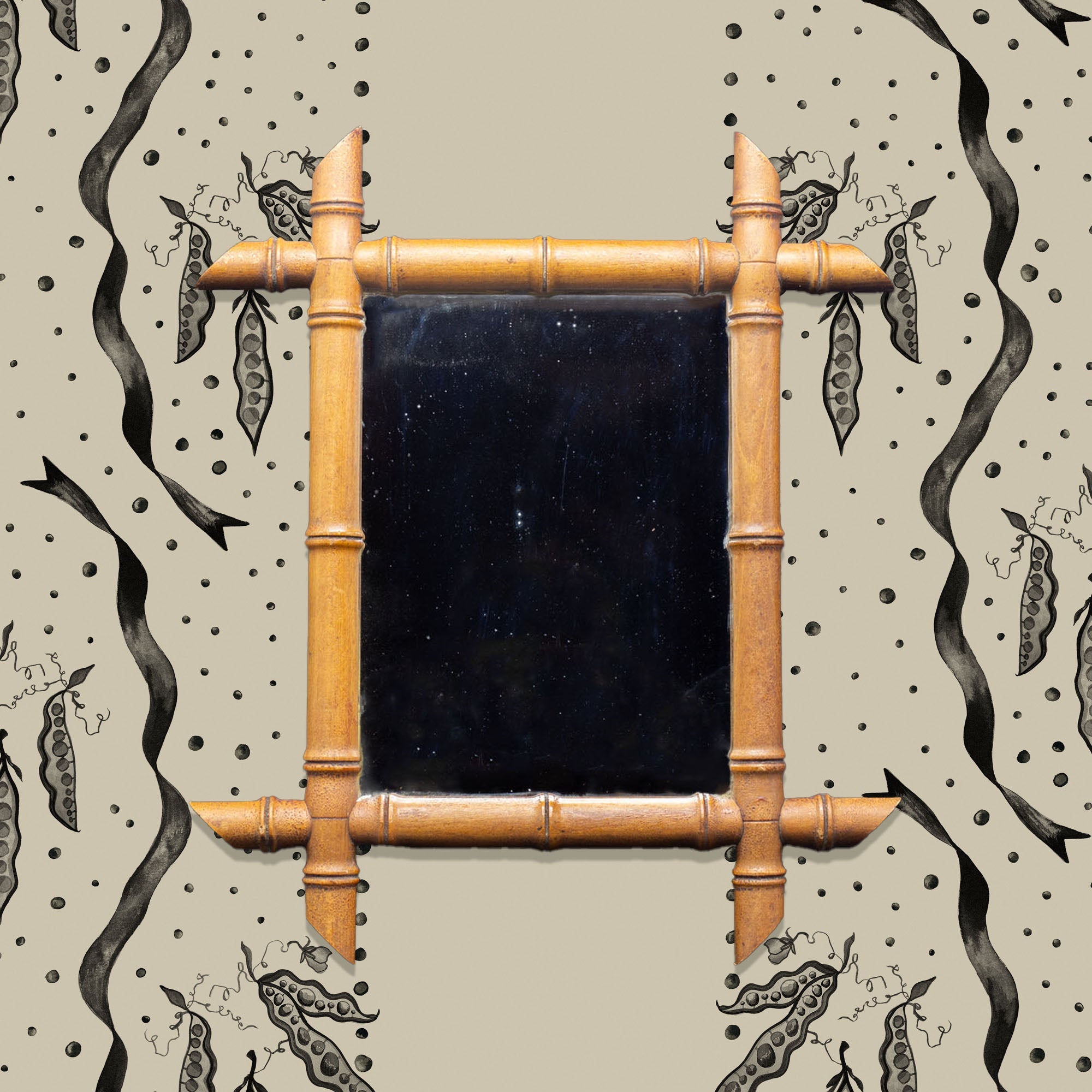 Antique French Faux Bamboo Mirror - FLORA BLACK