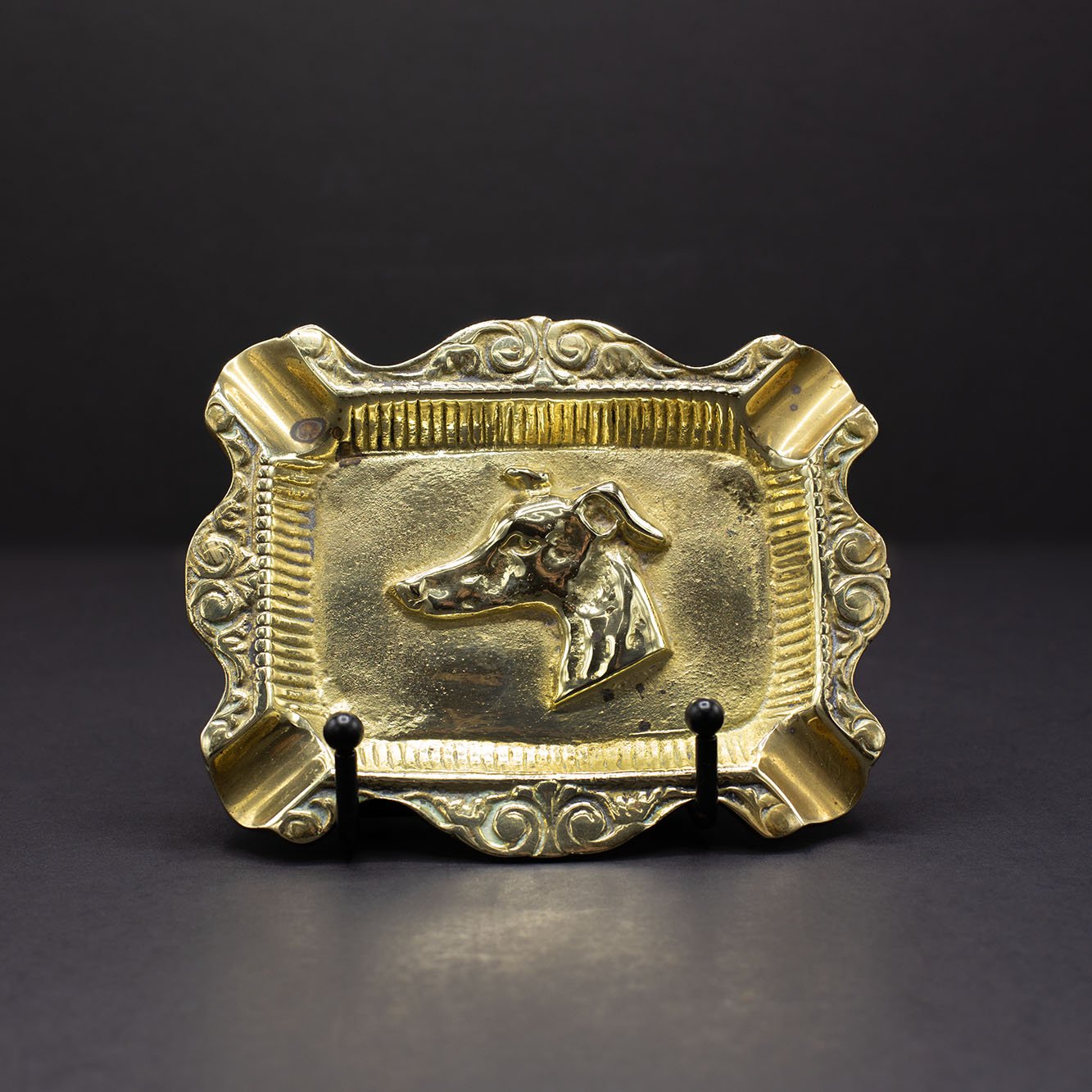 Brass Greyhound/Whippet Tray - FLORA BLACK