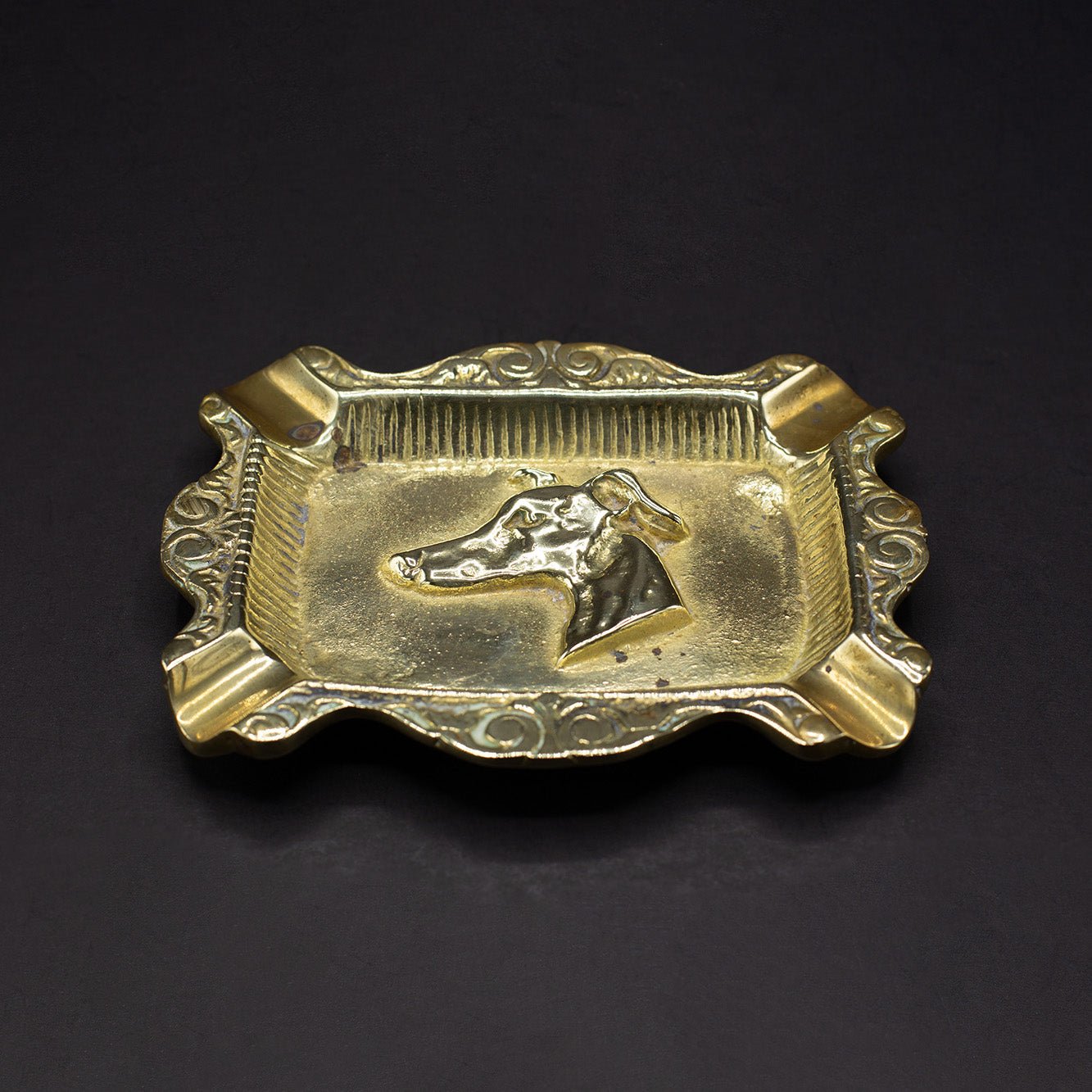 Brass Greyhound/Whippet Tray - FLORA BLACK